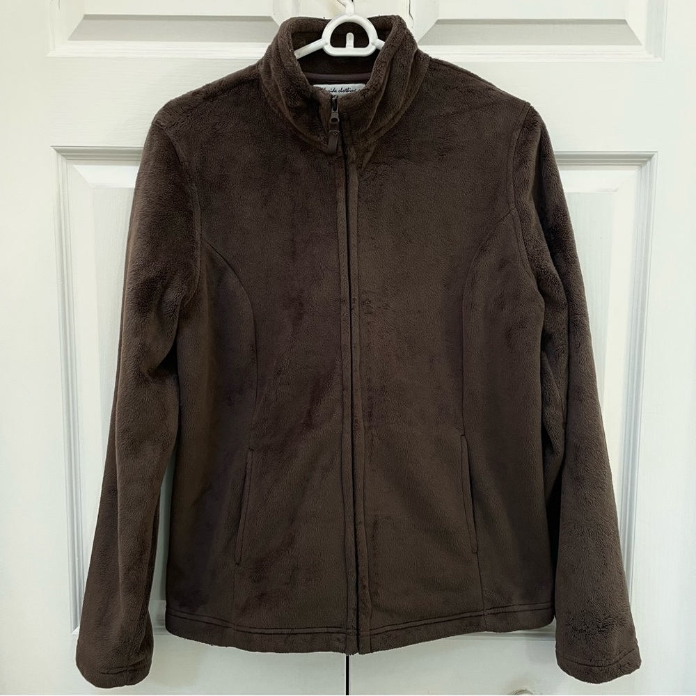 Telluride Clothing Co. Large Full-Zip Brown Fleece Jacket with Pockets